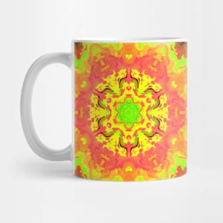 Psychedelic Hippie Flower Red Green and Yellow Mug